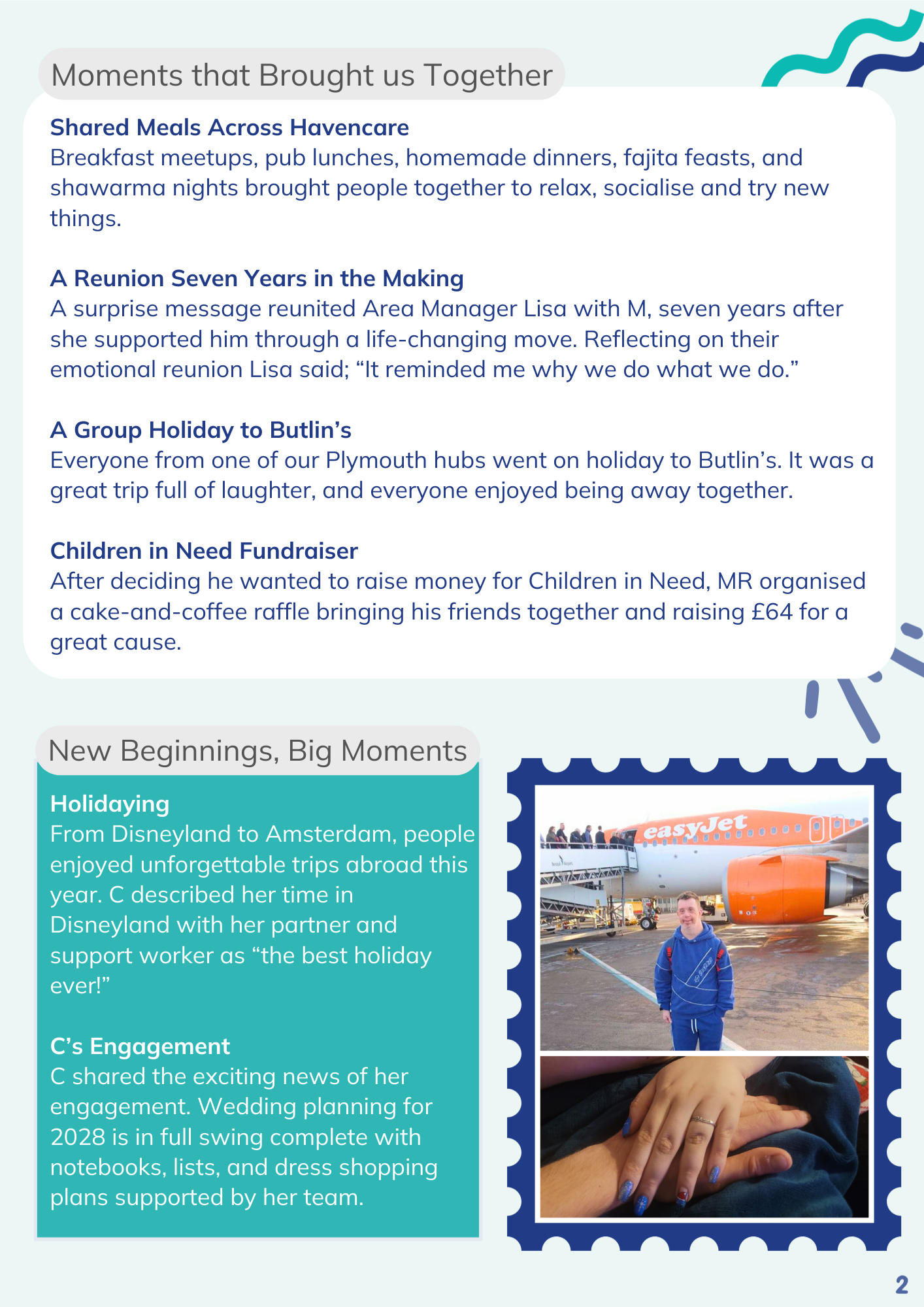Page 2 of the Havencare Unwrapped 2025 graphic highlighting the moments that brought us together, new beginnings and big moments. 